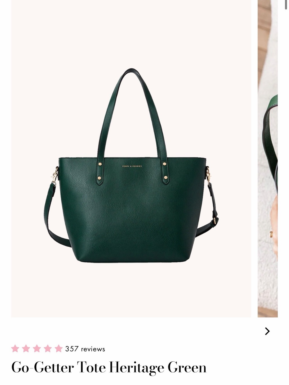 Poppy & Peonies Go-Getter Tote in Heritage Green